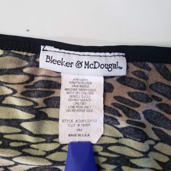Bleeker & McDougal Animal Print Colorblock 3/4 Sleeve Scoop Neck Top Y2K Indie - Picture 5 of 5